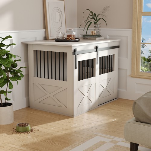 White dog cage - white,