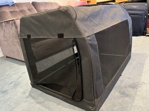 Large soft folding dog crate - large,